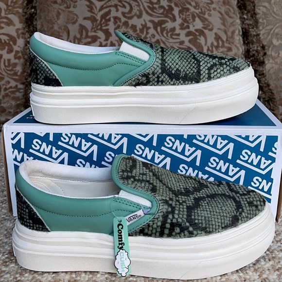 Vans Shoes | Vans ComfyCush Slip on Exotic Creme de Menthe Wmns | Color: Green/White | Size: 11 | Vans_Prestige's Closet